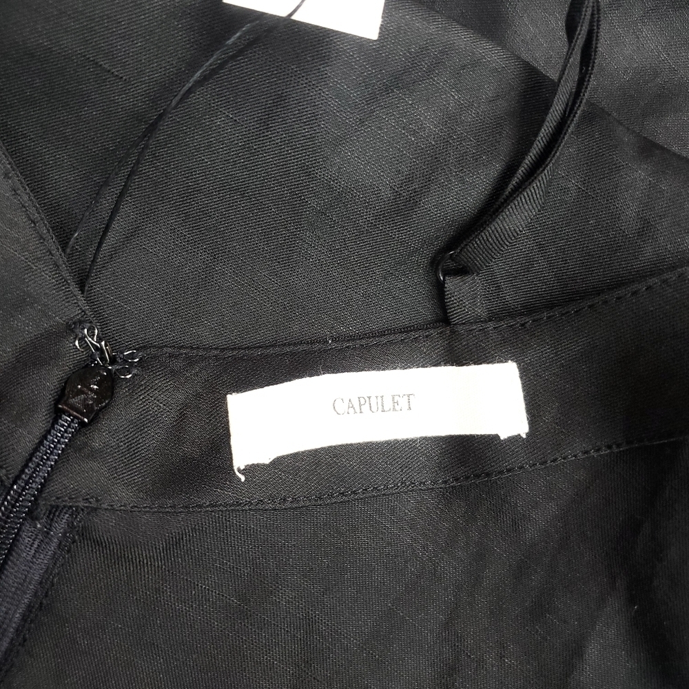 NWT Capulet Revolve Linen Blend Halter Open-Back Little Black Cocktail Dress - Picture 7 of 9